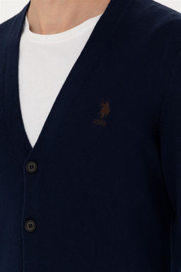Мужской темно-синий базовый трикотажный кардиган - U.s. polo assn фото 14