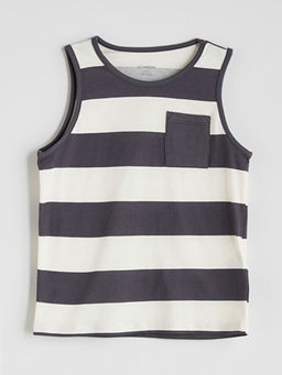 Bisiklet Yaka ?izgili Erkek ?ocuk Atlet