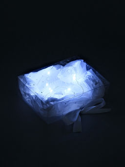 Коробка подарочная пластиковая с тишью и гирляндой «Поздравляю», 16.5 х 12 х 5 см