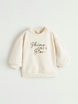 Bask?l?z K?z Bebek Sweatshirt ve Pantolon Tak?m