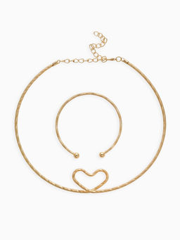 Набор 2 предмета: чокер, браслет Обруч сердце, цвет золото
