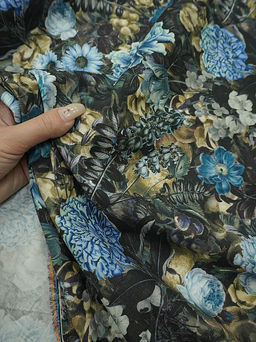 Плательный хлопок (Digital) Эфина - синие цветы, ш.1.5м, хлопок-100%, 170гр/м.кв - Купава фото 8