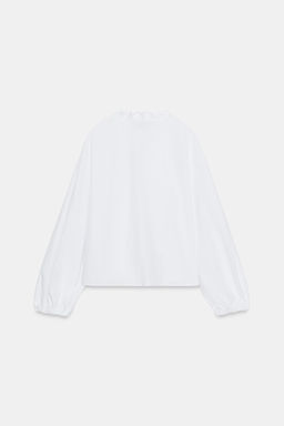 RUFFLED POPLIN BLOUSE - Zara фото 6
