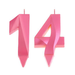 Свеча в торт юбилейная Грань (набор 2 в 1), цифра 14 / 41, розовый металлик, 6,5 см - Страна карнавалия фото 2