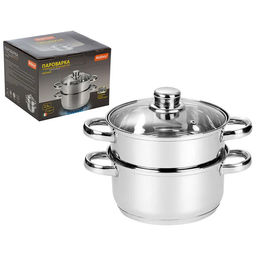 Пароварка 2х-уровневая из нерж стали 2.5л индукция/капс дно MEDIANO арт.008524 /Mallony/  фото 12