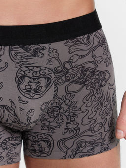 Цена за 2 штуки! Трусы мужские боксеры серые с принтом в виде тату тату на сером 411221