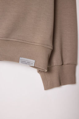 Vizon More Sustainable Oversize/Genis Kesim Yaz? Nak?sl? Sardonsuz Sweatshirt TMNAW25SW00209