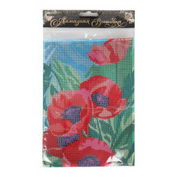 Алмазная мозаика с полным заполнением на холсте Маки, 15?21 см