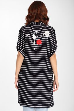 Рубашка черная женская в полоску - Almond фото 2