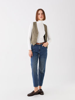 Beli Kemerli Mom Fit Kad?n Jean Pantolon