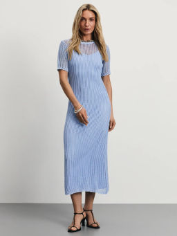 Полупрозрачное вязаное платье из хлопка с подкладкой / Zarina