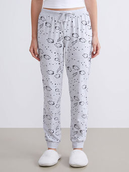 Beli Lastikli Bask?l? Kad?n Jogger Pijama Alt?