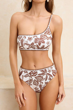 Kahverengi Tropikal Desenli Nak?sl? Tek Omuz Yuksek Bel Bikini Tak?m? TBESS26BT00010 - Trendyolmilla фото 11