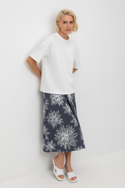 ЕВТ 7029/синий,крупные астры юбка жен