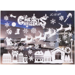 Цена за 2 шт. Наклейка на стекло "Зимняя упряжка" 50*35 см (диаметр рулона 4 см)