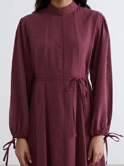 Dik Yaka Modal Kar???ml? Belden Oturtmal? Elbise