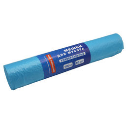 Мешки для мусора 120л, 15мкм, рулон 50шт., ПНД голубые "Артпласт"