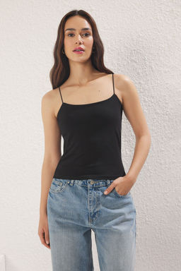 Trendyolmilla Siyah-Beyaz-Bej 3lu Paket Ask?l? Vucuda Oturan Kare Yaka Esnek Orme Atlet TWOSS24AL00054 фото 4