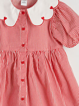 Bebe Yaka K?z ?ocuk ?izgili Elbise