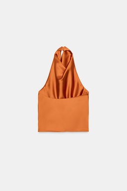 TOP HALTER SATINADO / Naranja