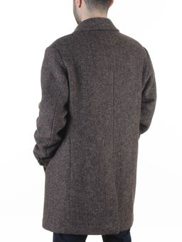 475627962 BROWN/GRAY Пальто Френч демисезонное мужское (65% шерсть, 35% кашемир)