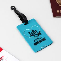 Бирка на чемодан резиновая Life is about adventure, бирюзовая - Simaland фото 3