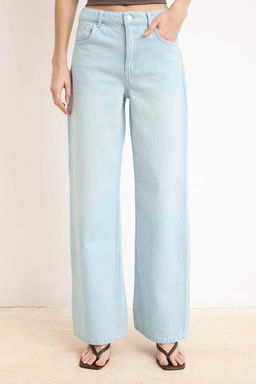 Mavi DOKUMLU Normal Bel %100 Pamuk Uzun Boy Wide Leg Jeans TWOSS26JE00129