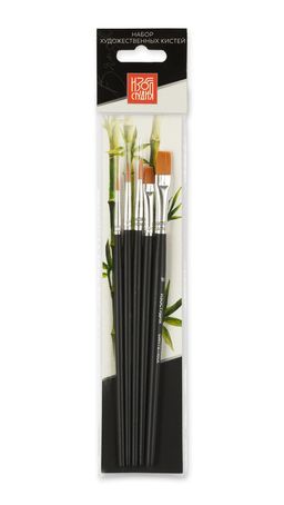 Набор кистей Аква-колор Изостудия синтетика IZO-SRBF-01-05 5 шт. короткая ручка круглые № 1, 2, 4, плоские № 6, 10
