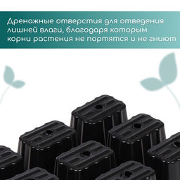Цена за 2 шт. Кассета для рассады, 9 ячеек по 80 мл, пластик, чёрная, 18×13×6 см, Greengo