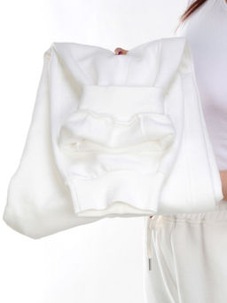 M023 WHITE Брюки спортивные женские на флисе (100% хлопок) 7986