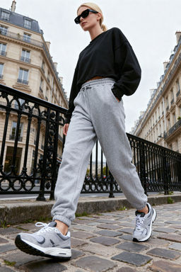 Gri Melanj Kal?n Ici Polarl? Basic Orme Esofman Alt? Pantolon TWOAW22EA0468