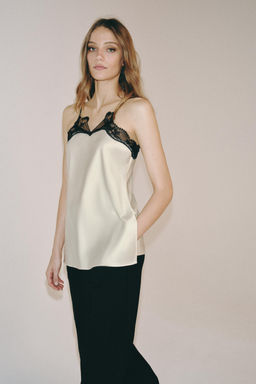 TOP ENCAJE CONTRASTE ZW COLLECTION / Crudo - Zara фото 15