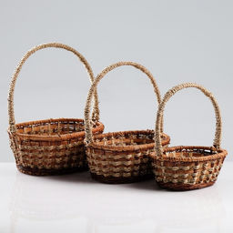 Набор корзин плетёных, 3 шт., 31×26×12/37, 26×22×11/34, 23×18×9/30 см, ротанг
