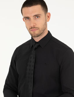 Siyah Slim Fit Uzun Kollu Klasik G_mlek