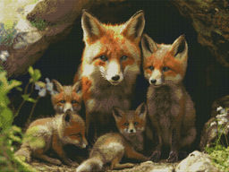 Вышивка крестиком 40х50см, Семья лис