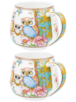 Набор 2 кружек 400 мл 13*10*8,5 см Совушки бочонок NEW BONE CHINA, фарфор - Elan gallery фото 4