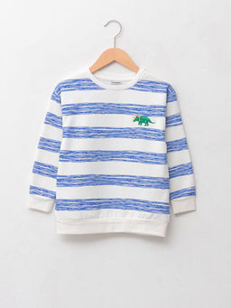 Bisiklet Yaka ?izgili Uzun Kollu Erkek ?ocuk Sweatshirt