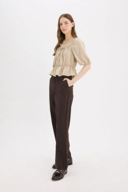 Straight Fit Cift Cepli Normal Bel Standart Boy Pantolon