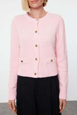 TRENDYOLMILLA Ekru Crop Premium Iplik/Ozel Iplik Cep Detayl? Ceket Gorunumlu Triko H?rka TWOAW24HI00051  фото 18