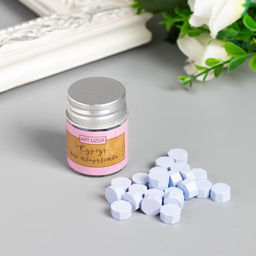 Цена за 2 шт. Сургуч в гранулах в баночке Восьмигранник сиреневый 9 гр 4,5х3х3 см