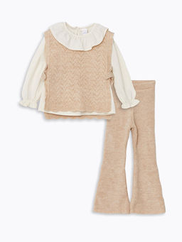 Bisiklet Yaka Desenli K?z ?ocuk 3l? Tak?m