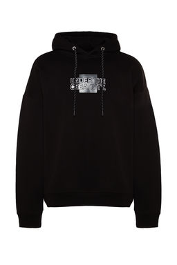 TRENDYOL MAN Siyah %100 Pamuk Oversize/Genis Kesim Kapusonlu Uzun Kol S?rt Yaz? Bask?l? Sweatshirt TMNAW24SW00220 - Trendyolmilla фото 7