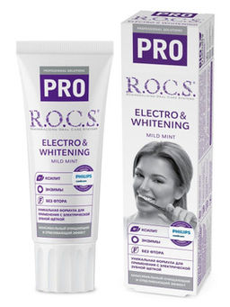 З/п "R.O.C.S. PRO Electro & Whitening Mild Mint", 74 гр 03-08-015