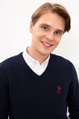 U. S. Polo Assn / Мужской темно-синий вязаный свитер с v-образным вырезом Basic - U.s. polo assn фото 2
