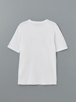 Bisiklet Yaka K?sa Kollu Bask?l? Erkek Ti??rt