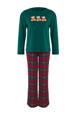 Yesil Ekose / Kareli 30/1 Openend Orme Pijama Tak?m? THMAW26PT00042