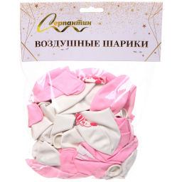 Воздушные шары 50 шт, 10"/25см Наша доченька (розовый/белый)