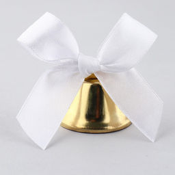 Цена за 5 шт. Колокольчик на булавке с бантом, белый, d = 3,6 см