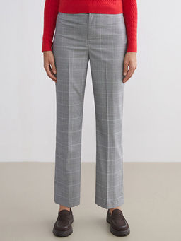 Dar Fit Ekose Kad?n Pantolon