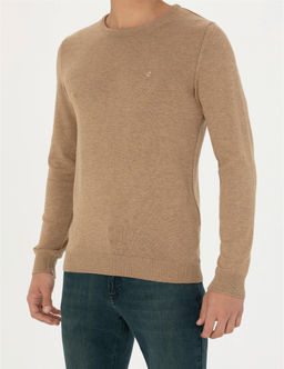 Camel Melanj Slim Fit Bisiklet Yaka Basic Triko Kazak - Pierre cardin фото 6